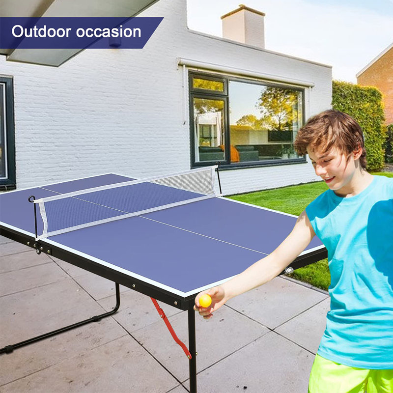 Sports Table Tennis Table Foldable Portable Ping Pong Table Set with Net 2 Ping Pong Paddles